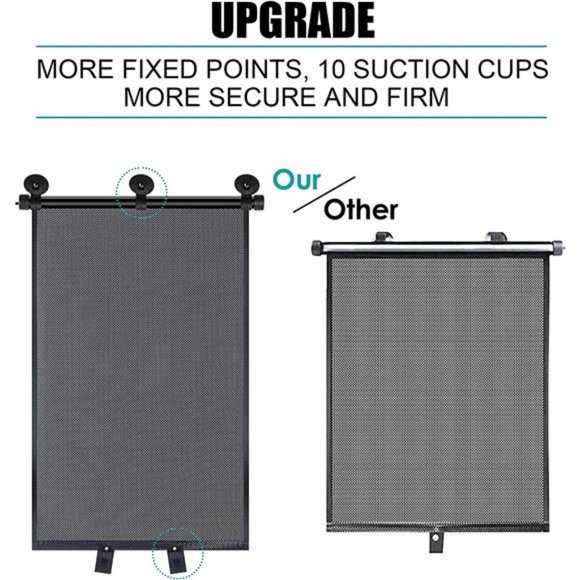 Car Window Shade, Car Roller Sunshade, Retractable Car Window Shade  (2 Pack) - Picture 4 of 7